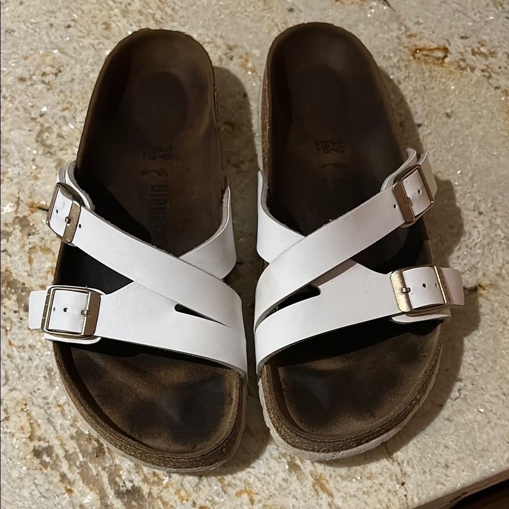 White Birkenstocks Double Strap Sandals size 9